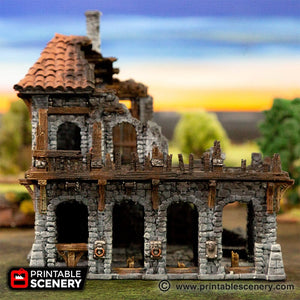 Ruined Warehouse - The Lost Islands 15mm 28mm 32mm Wargaming Terrain D&D, DnD