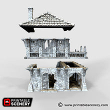 Load image into Gallery viewer, Ruined Warehouse - The Lost Islands 15mm 28mm 32mm Wargaming Terrain D&amp;D, DnD
