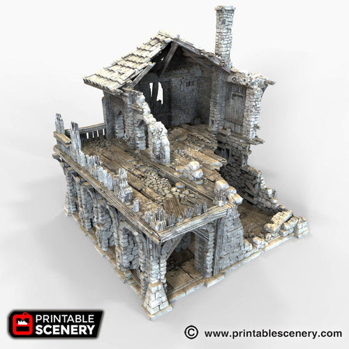 Ruined Warehouse - The Lost Islands 15mm 28mm 32mm Wargaming Terrain D&D, DnD