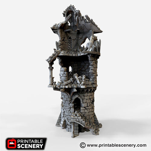 Ruined Wizard Tower - The Lost Islands 15mm 28mm 32mm Wargaming Terrain D&D, DnD