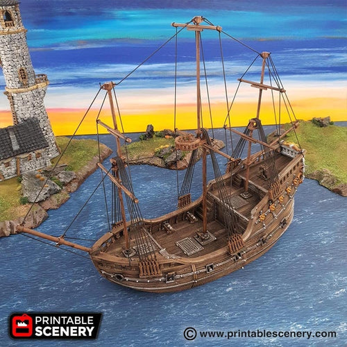 The Fluyt - The Lost Islands 15mm 28mm 32mm Wargaming Terrain D&D, DnD Pirates