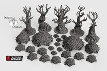 Load image into Gallery viewer, Gnarly Trees with Canopies Set - Clorehaven and the Goblin Grotto 15mm 28mm 32mm Wargaming Terrain D&amp;D, DnD