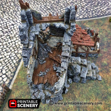 Load image into Gallery viewer, Ruined War Cottage - Dwarves, Elves and Demons 28mm 32mm Wargaming Terrain D&amp;D, DnD