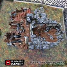 Load image into Gallery viewer, Ruined War Cottage - Dwarves, Elves and Demons 28mm 32mm Wargaming Terrain D&amp;D, DnD