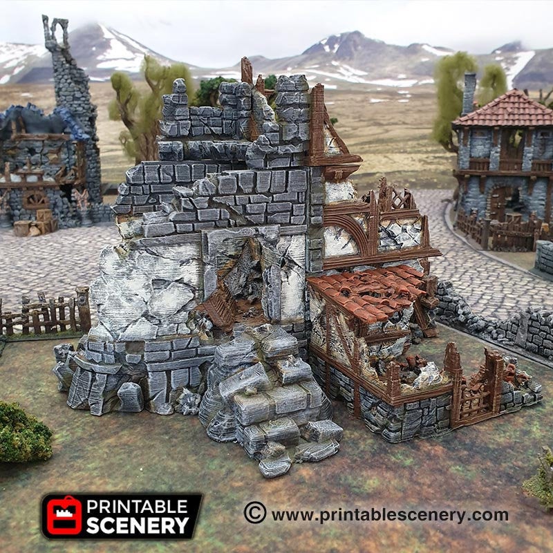 Ruined War Cottage - Dwarves, Elves and Demons 28mm 32mm Wargaming Terrain D&D, DnD