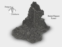 Load image into Gallery viewer, Ruined Square Tower - Fantasy Scenery 28mm 32mm Wargaming Terrain D&amp;D, DnD