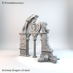 Ruined Dragon Archway - Rampage 28mm 32mm Wargaming Terrain D&D, DnD