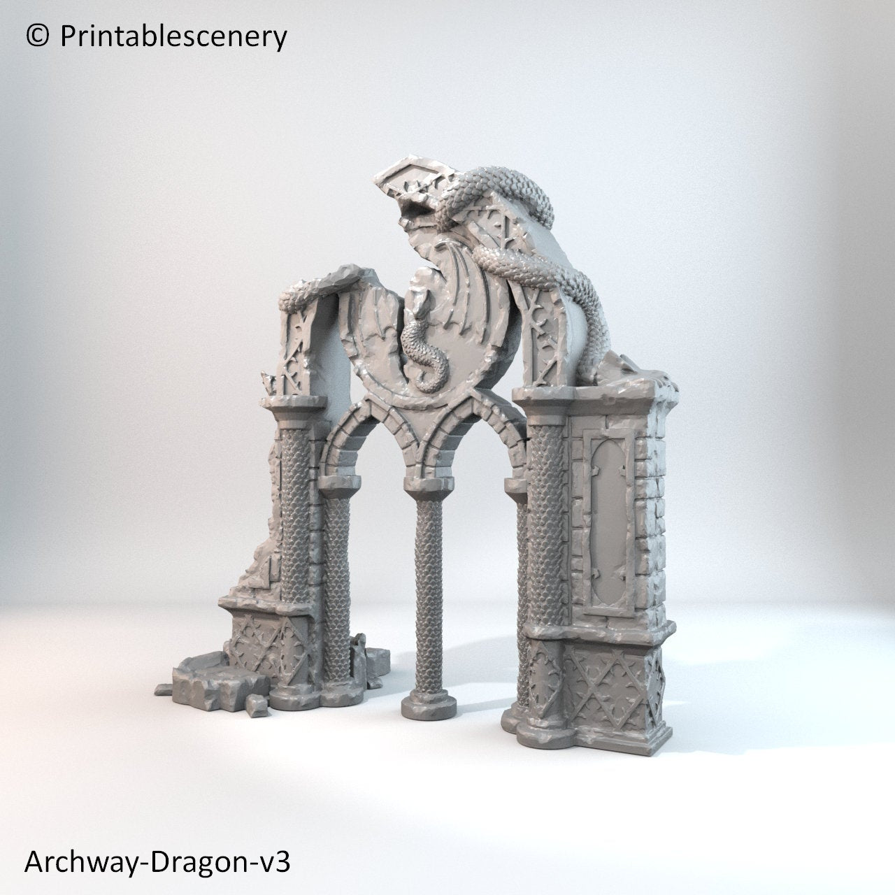 Ruined Dragon Archway - Rampage 28mm 32mm Wargaming Terrain D&D, DnD