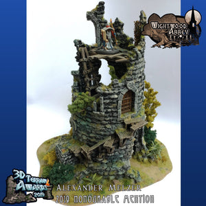 Ruined Rookery Tower 28mm 32mm Wightwood Abbey Wargaming Terrain D&D, DnD