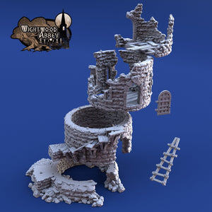Ruined Rookery Tower 28mm 32mm Wightwood Abbey Wargaming Terrain D&D, DnD