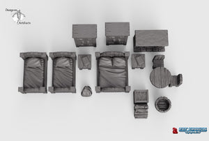 Dragonlock Ultimate Furnishings - Bedroom Set 28mm 32mm Wargaming Terrain