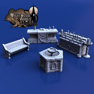 Church Furnishings 28mm 32mm Wightwood Abbey Wargaming Tabletop Scatter Miniatures Terrain D&D, DnD