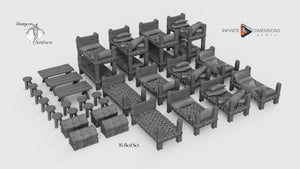 Medieval Dormitory Furnishings 28mm 32mm Wightwood Abbey Wargaming Tabletop Scatter Miniatures Terrain