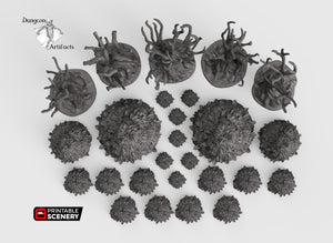 Gnarly Trees with Canopies Set - Clorehaven and the Goblin Grotto 15mm 28mm 32mm Wargaming Terrain D&D, DnD