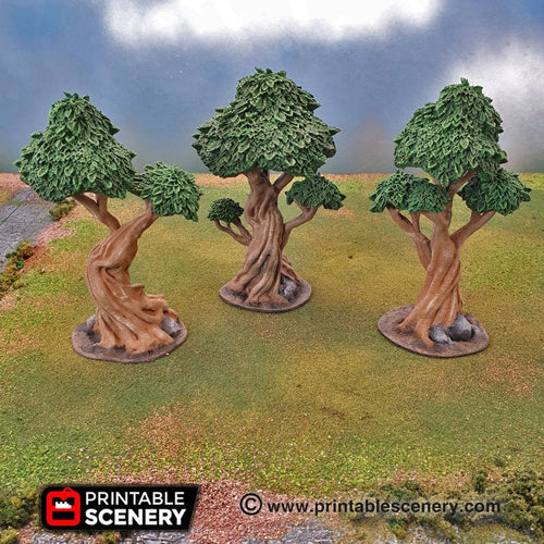 Gnarly Trees with Canopies Set - Clorehaven and the Goblin Grotto 15mm 28mm 32mm Wargaming Terrain D&D, DnD