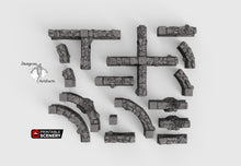 Load image into Gallery viewer, Schist Stone Fences - Clorehaven and the Goblin Grotto 15mm 28mm Wargaming Terrain D&amp;D, DnD