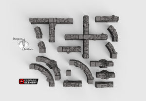 Schist Stone Fences - Clorehaven and the Goblin Grotto 15mm 28mm Wargaming Terrain D&D, DnD
