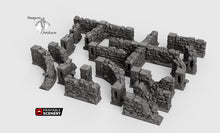 Load image into Gallery viewer, Schist Stone Fences - Clorehaven and the Goblin Grotto 15mm 28mm Wargaming Terrain D&amp;D, DnD