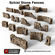 Load image into Gallery viewer, Schist Stone Fences - Clorehaven and the Goblin Grotto 15mm 28mm Wargaming Terrain D&amp;D, DnD