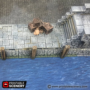 Port Winterdale Docks Set - The Lost Islands 28mm 32mm Wargaming Terrain D&D, DnD
