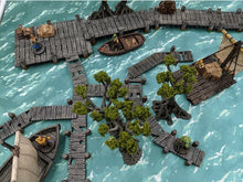 Load image into Gallery viewer, Docks and Bridges - Depths of the Savage Atoll 15mm 28mm 32mm Wargaming Terrain D&amp;D, DnD