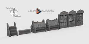 Scriptorium Furnishings Set 28mm 32mm Wightwood Abbey Wargaming Tabletop Scatter Miniatures Terrain D&D, DnD