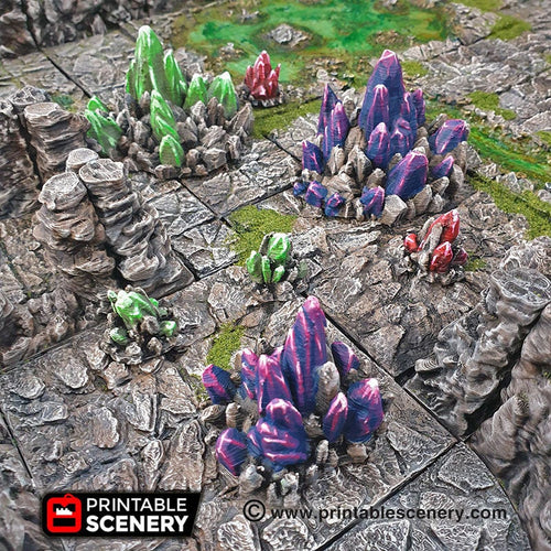 Crystal Clusters - 15mm 28mm 32mm Clorehaven and the Goblin Grotto Wargaming Terrain D&D, DnD