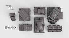 Load image into Gallery viewer, Crates and Sacks Set 15mm 28mm 32mm Wargaming Terrain D&amp;D, DnD