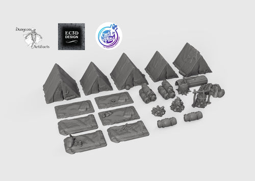 Ultimate RPG Camp Set - 28mm 32mm Cast N Play Hero's Hoard Wargaming Tabletop Scatter Miniatures Terrain D&D, DnD