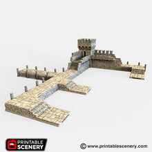 Load image into Gallery viewer, Port Winterdale Dock with Bastion Set 28mm 32mm Lost Islands Wargaming Terrain D&amp;D, DnD