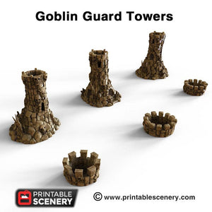 Goblin Guard Towers - 15mm 28mm 32mm Clorehaven and the Goblin Grotto Wargaming Terrain Scatter D&D, DnD