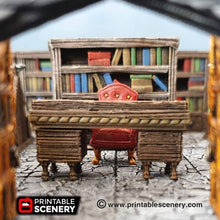 Load image into Gallery viewer, Library Furniture Set - 28mm 32mm Clorehaven and the Goblin Grotto Wargaming Terrain Scatter D&amp;D, DnD