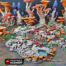 Load image into Gallery viewer, Shroom Grotto Floors - 15mm 28mm Clorehaven and the Goblin Grotto Mushroom Wargaming Terrain Scatter D&amp;D DnD