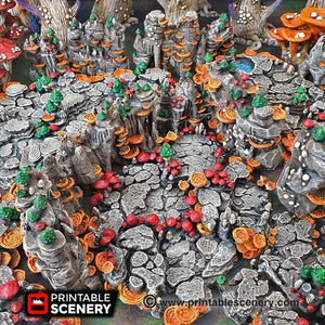 Shroom Grotto Walls - 15mm 28mm 32mm Clorehaven and the Goblin Grotto Mushroom Wargaming Terrain Scatter D&D DnD