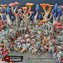 Load image into Gallery viewer, Shroom Grotto Walls - 15mm 28mm 32mm Clorehaven and the Goblin Grotto Mushroom Wargaming Terrain Scatter D&amp;D DnD