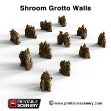 Load image into Gallery viewer, Shroom Grotto Walls - 15mm 28mm 32mm Clorehaven and the Goblin Grotto Mushroom Wargaming Terrain Scatter D&amp;D DnD