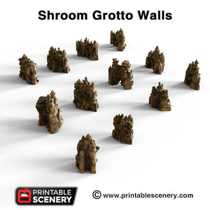Shroom Grotto Walls - 15mm 28mm 32mm Clorehaven and the Goblin Grotto Mushroom Wargaming Terrain Scatter D&D DnD