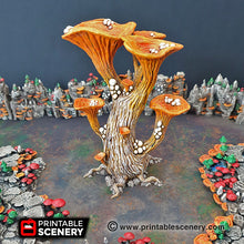 Load image into Gallery viewer, Blooming Lanterns Mushroom Tree Set - 15mm 28mm 32mm Clorehaven and Goblin Grotto Wargaming Terrain Scatter D&amp;D DnD