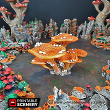 Load image into Gallery viewer, Lantern Clusters Mushroom Set - 28mm 32mm Clorehaven and Goblin Grotto Wargaming Terrain Scatter D&amp;D DnD
