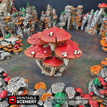 Load image into Gallery viewer, Magic Mushroom Clusters Set - 28mm 32mm Clorehaven and the Goblin Grotto Wargaming Terrain Scatter D&amp;D DnD