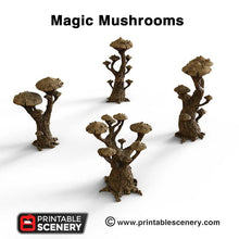 Load image into Gallery viewer, Magic Mushrooms Tree Set - 15mm 28mm 32mm Clorehaven and the Goblin Grotto Wargaming Terrain Scatter D&amp;D DnD