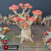 Load image into Gallery viewer, Magic Mushrooms Tree Set - 15mm 28mm 32mm Clorehaven and the Goblin Grotto Wargaming Terrain Scatter D&amp;D DnD