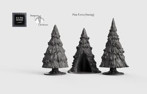 Snowy Pine Trees - 15mm 28mm 32mm Wilds of Wintertide Wargaming Terrain D&D, DnD
