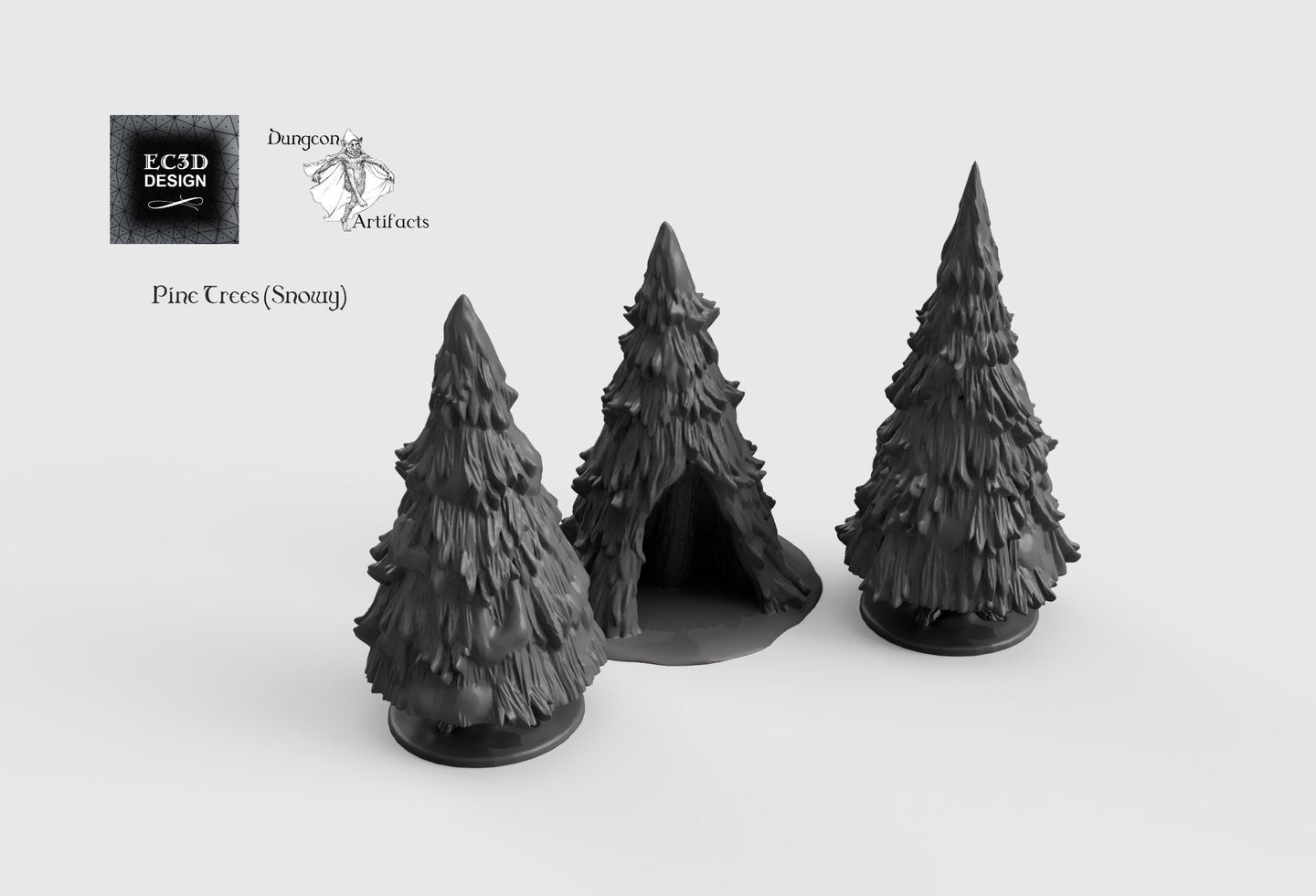 Snowy Pine Trees - 15mm 28mm 32mm Wilds of Wintertide Wargaming Terrain D&D, DnD