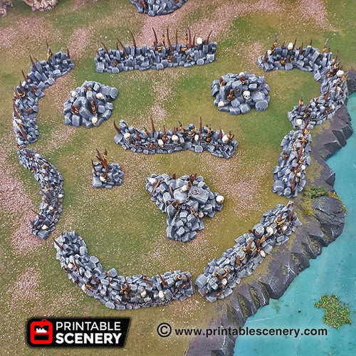 Goblin Barricades and Rubble - 15mm 28mm 32mm Clorehaven and Goblin Grotto Wargaming Terrain Scatter D&D, DnD