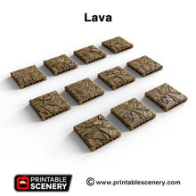 Load image into Gallery viewer, Lava Tile Set - 28mm 32mm Clorehaven and the Goblin Grotto, Wargaming Terrain D&amp;D, DnD