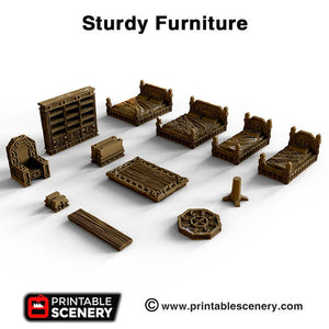 Sturdy Furniture - 28mm 32mm Clorehaven and Goblin Grotto Wargaming Terrain Scatter D&D, DnD