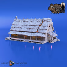 Load image into Gallery viewer, Thatched Longhouse 15mm 28mm 32mm Wightwood Abbey Wargaming Terrain D&amp;D, DnD