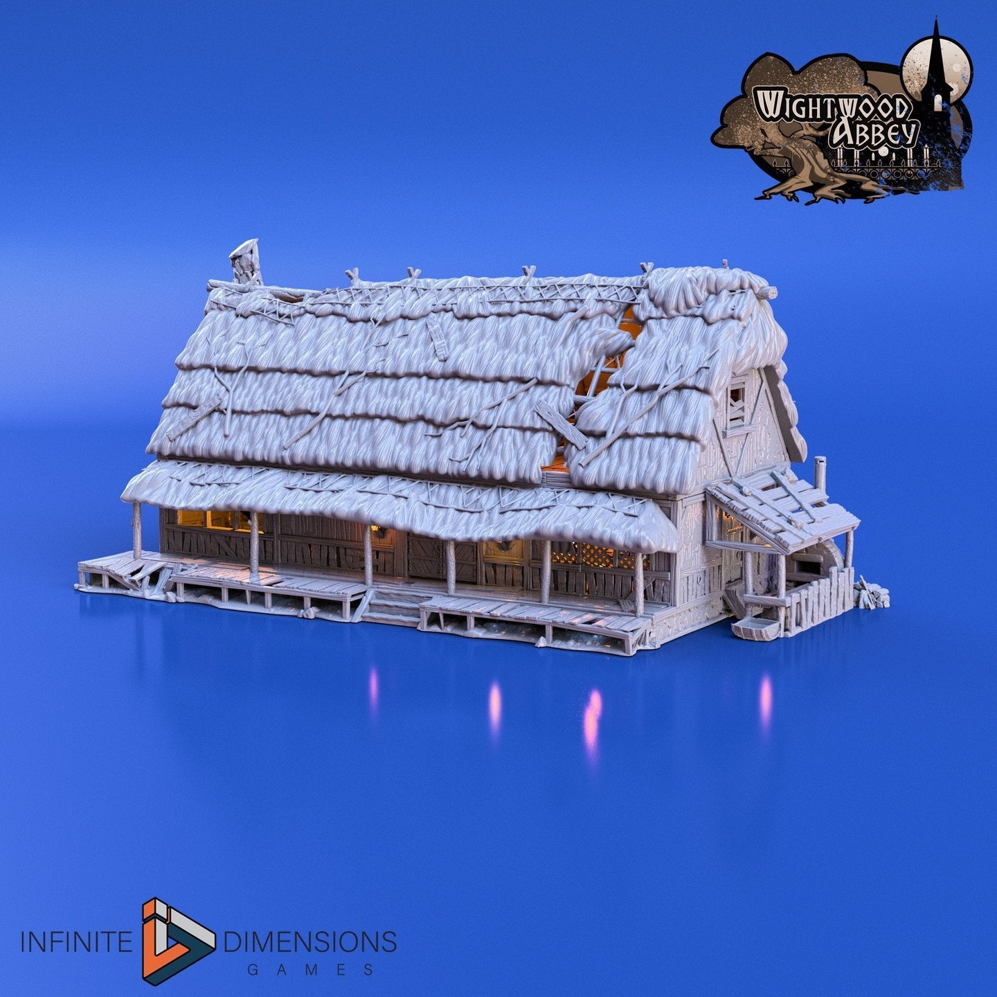 Thatched Longhouse 15mm 28mm 32mm Wightwood Abbey Wargaming Terrain D&D, DnD