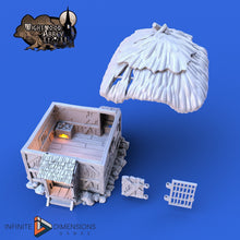 Load image into Gallery viewer, Quarantine Hut - Prison Hut - 28mm 32mm Wightwood Abbey Wargaming Terrain D&amp;D, DnD